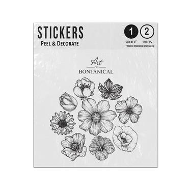 Picture of Monochrome Poppy Botanical Collection Grey Black Isolated Sticker Sheets Twin Pack