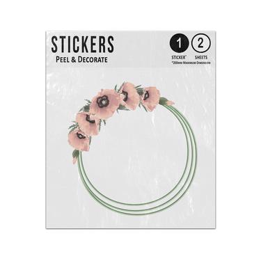 Picture of Pink Five Poppy Row Bud Flower Split Three Ring Wreath Sticker Sheets Twin Pack