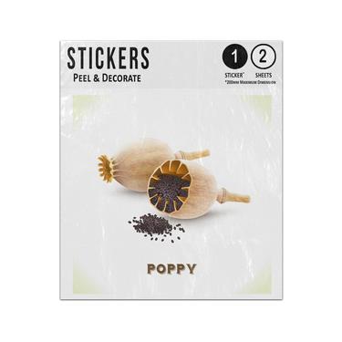 Picture of Poppy Two Seed Heads Beige Brown Cooking Closed Open Sticker Sheets Twin Pack