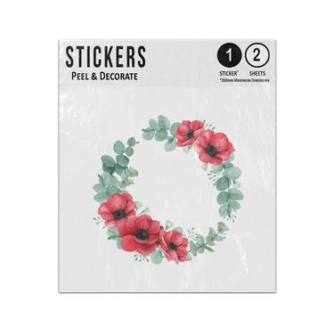 Picture of Red Poppy Green Eucalyptus Wreath Sticker Sheets Twin Pack