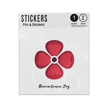 Picture of Red Poppy Split Separated Four Petals Hearts Remembrance Day Sticker Sheets Twin Pack