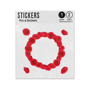 Picture of Red Small Size Corn Overlapping Poppy Flower Corners Complete Wreath Sticker Sheets Twin Pack