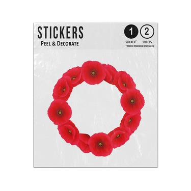 Picture of Red Small Size Corn Overlapping Poppy Flower Head Complete Wreath Sticker Sheets Twin Pack