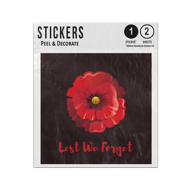 Picture of Single Red Poppy Flower Lest We Forget Remembrance Day Yellow Centre Sticker Sheets Twin Pack