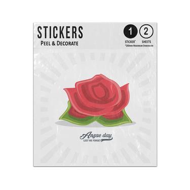 Picture of Single Red Poppy Green Leaves Anzac Day Lest We Forget Sticker Sheets Twin Pack