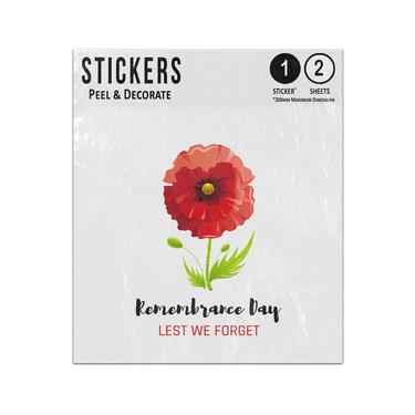 Picture of Single Red Poppy Lime Seed Watercolour Remembrance Day Lest We Forget Sticker Sheets Twin Pack