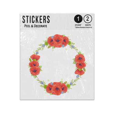 Picture of Triple Red Poppy Flower Seed Head Leaves Wreath Sticker Sheets Twin Pack