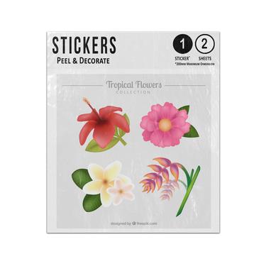Picture of Tropical Flowers Poppy Collection Hand Drawn Pink Yellow Watercolour Sticker Sheets Twin Pack