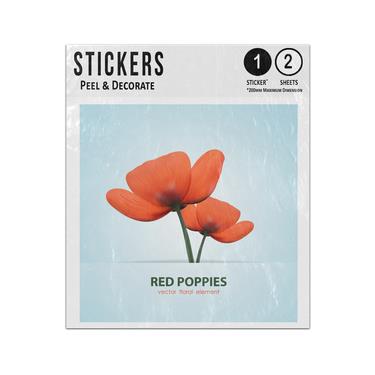 Picture of Two Single Silhouette Side View Red Poppy Stems Sticker Sheets Twin Pack