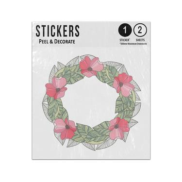 Picture of Watercolour Red Green Five Poppy Wreath Leaves Entwined Petals Sticker Sheets Twin Pack