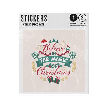 Picture of Believe Magic Christmas Gifts Lettering Snowflake Red Green Gold Sticker Sheets Twin Pack