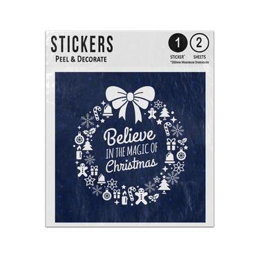 Picture of Believe Magic Christmas Wreath White Black Items Circle Bow Candle Star Sticker Sheets Twin Pack