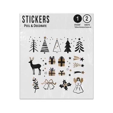 Picture of Black Gold Christmas Tree Deer Gift Bell Angel Holly Star Mistletoe Sticker Sheets Twin Pack