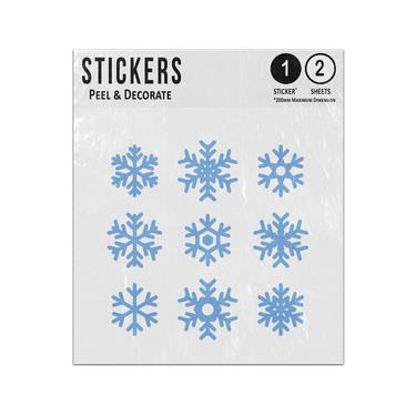 Picture of Blue Snowflakes Twelve Unique Different Pattern Sticker Sheets Twin Pack