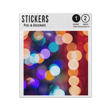 Picture of Blurred Christmas Bokeh Lights Baubles Orange Blue Red Pattern Sticker Sheets Twin Pack