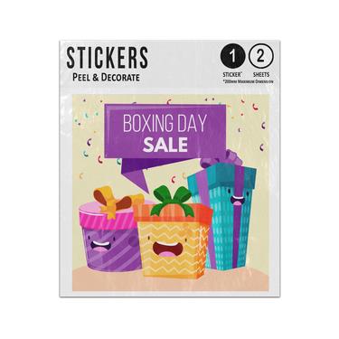 Picture of Boxing Day Sale Gifts Happy Ribbon Box Parcel Streamer Confetti Xmas Sticker Sheets Twin Pack