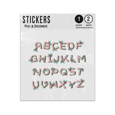 Picture of Candy Cane Christmas Alphabet Red Green White Holly Berries Letters Sticker Sheets Twin Pack