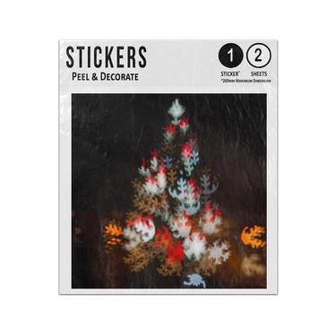 Picture of Christmas Abstract Blurred Tree Hazy Warm Orange Red Green Brown Sticker Sheets Twin Pack