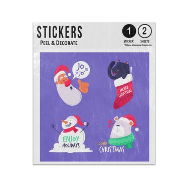 Picture of Christmas Badge Santa Stocking Snowman Bear Hat Holiday Jo Jo Jo Sticker Sheets Twin Pack