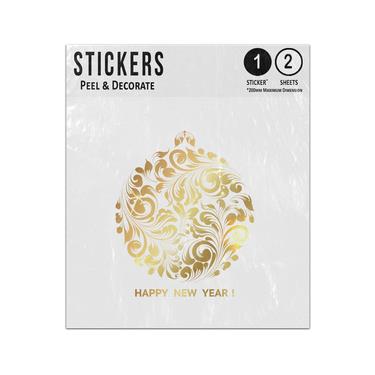 Picture of Christmas Bauble Gold Leaf Circle Swirl Pattern Happy New Year Sticker Sheets Twin Pack