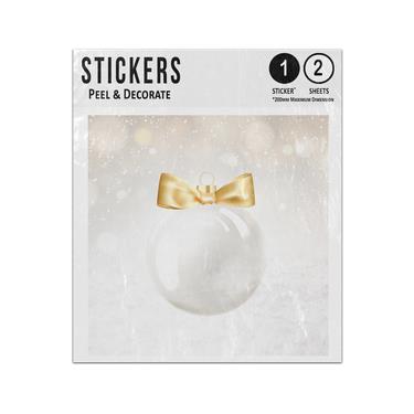 Picture of Christmas Bauble Gold Ribbon White Cream Blurred Sparkle Shimmer Sticker Sheets Twin Pack