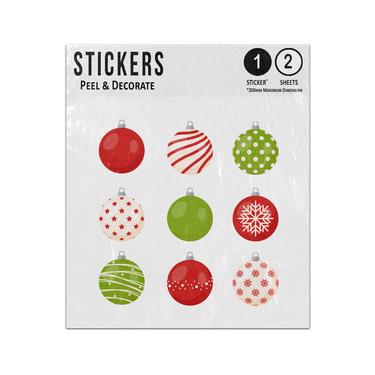Picture of Christmas Bauble Nine Collection Red Green White Sticker Sheets Twin Pack