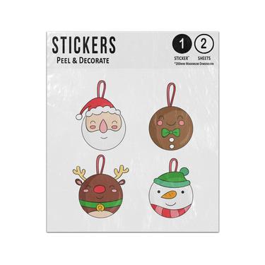 Picture of Christmas Bauble Santa Pudding Deer Snowman Ball Four Cartoon Sticker Sheets Twin Pack