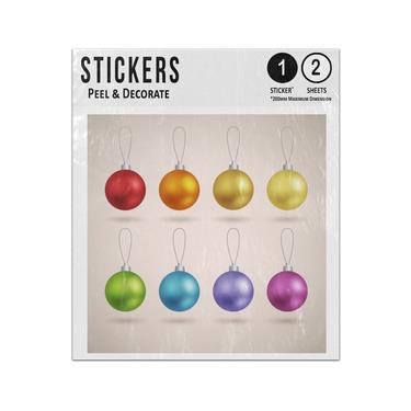 Picture of Christmas Baubles Red Orange Gold Green Blue Purple Pink Pattern Sticker Sheets Twin Pack