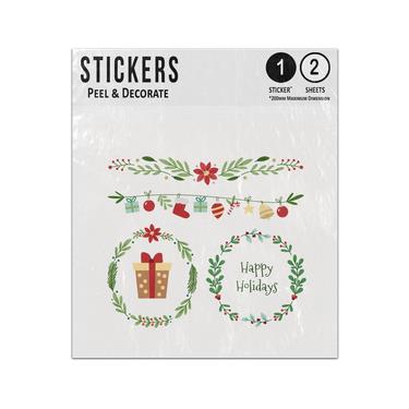 Picture of Christmas Border Frame Wreath Happy Holidays Gift Garland Stocking Sticker Sheets Twin Pack