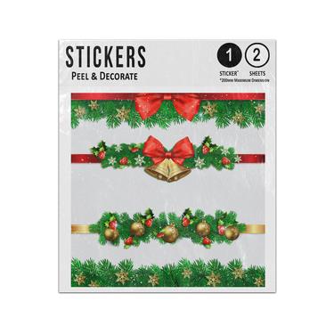 Picture of Christmas Borders Garlands Bough Red Green Pine Bell Gold Bauble Sticker Sheets Twin Pack