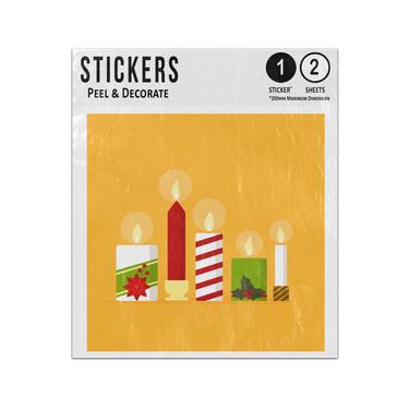 Picture of Christmas Candles Church Pillar Lit Five Line Flatgreen Red Gold White Sticker Sheets Twin Pack