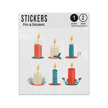 Picture of Christmas Candle Six Pillar Red White Green Mistletoe Holly Collection Sticker Sheets Twin Pack