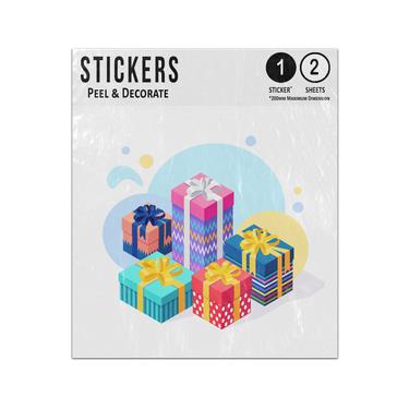 Picture of 3D Isometric Gift Box Present With Ribbon Bow Sticker Sheets Twin Pack