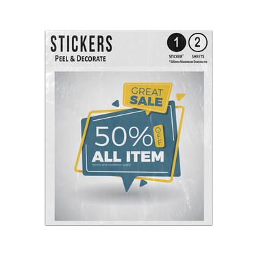Picture of 50 Percent Off All Item Great Sale Banner Modern Design Sticker Sheets Twin Pack