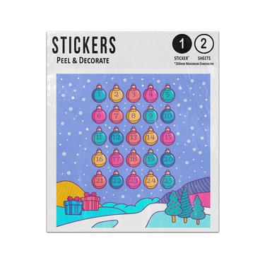 Picture of Advent Calendar Baubles 1 To 25 Colourful Christmas Scene Sticker Sheets Twin Pack
