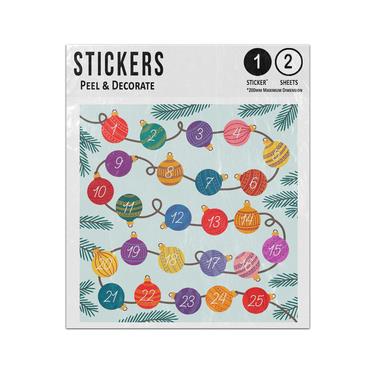 Picture of Advent Calendar Christmas Baubles On String 1 To 25 Hand Drawn Sticker Sheets Twin Pack