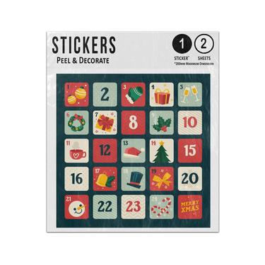 Picture of Advent Calendar Christmas Decorations Elemnts 1 To 24 Merry Xmas Sticker Sheets Twin Pack