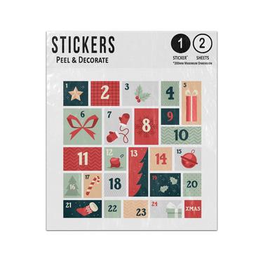 Picture of Advent Calendar Christmas Decorations Elemnts 1 To 24 Xmas Sticker Sheets Twin Pack