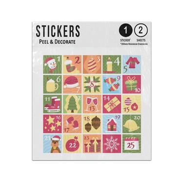 Picture of Advent Calendar Christmas Stockings Presents Snow Festive Sticker Sheets Twin Pack