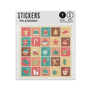 Picture of Advent Calendar Traditional Christmas Elements Square Boxes Sticker Sheets Twin Pack