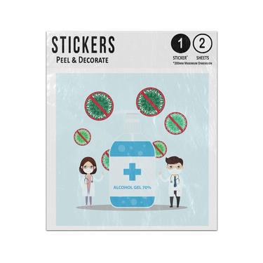 Picture of Alchohol Gel Hand Wash No Virus Symbol Male Female Doctors Sticker Sheets Twin Pack