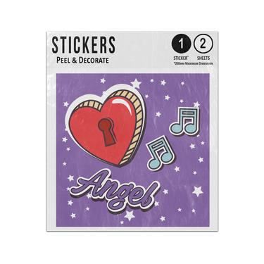 Picture of Angel Big Red Heart Musical Notes Illustration Set Sticker Sheets Twin Pack