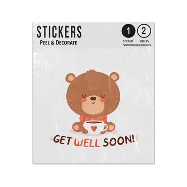 Picture of Baby Bear With Cup Of Love Get Well Soon Message Sticker Sheets Twin Pack