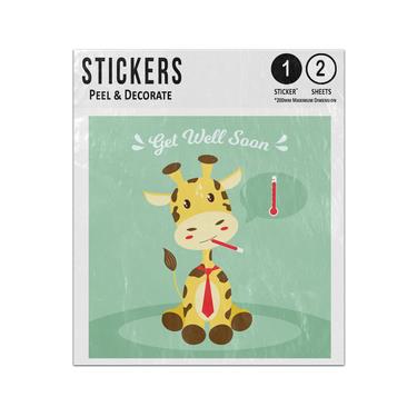 Picture of Baby Giraffe Thermometer In Mouth Temperature Get Well Soon Message Sticker Sheets Twin Pack