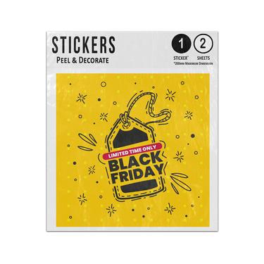 Picture of Black Friday Limited Time Only Sale Tag Doodles Yellow Background Sticker Sheets Twin Pack