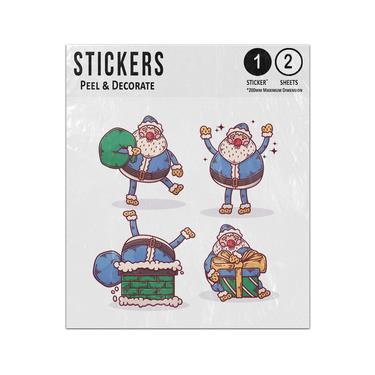 Picture of Blue Santa Claus Stuck In Chimney Presents Carrying Sack Set Sticker Sheets Twin Pack
