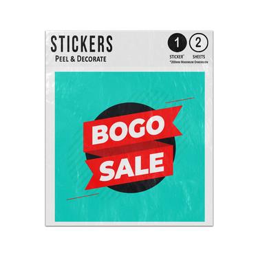 Picture of Bogo Sale Buy One Get One Red Ribbon Circle Logo Sticker Sheets Twin Pack