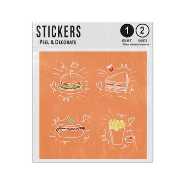 Picture of Burger Sandwich Hotdog Fries Hand Drawn Food Doodles Sticker Sheets Twin Pack