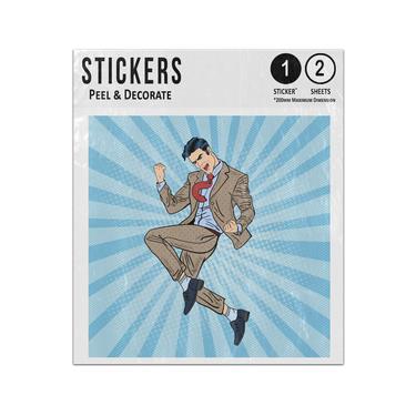 Picture of Businessman Yes Success Happy Fist Pump Pop Art Style Illustration Sticker Sheets Twin Pack