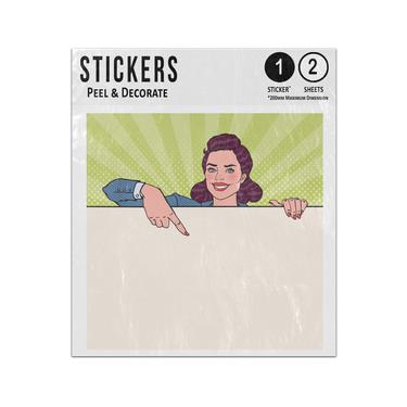 Picture of Business Woman Pointing To Message Pop Art Style Write Your Own Sticker Sheets Twin Pack